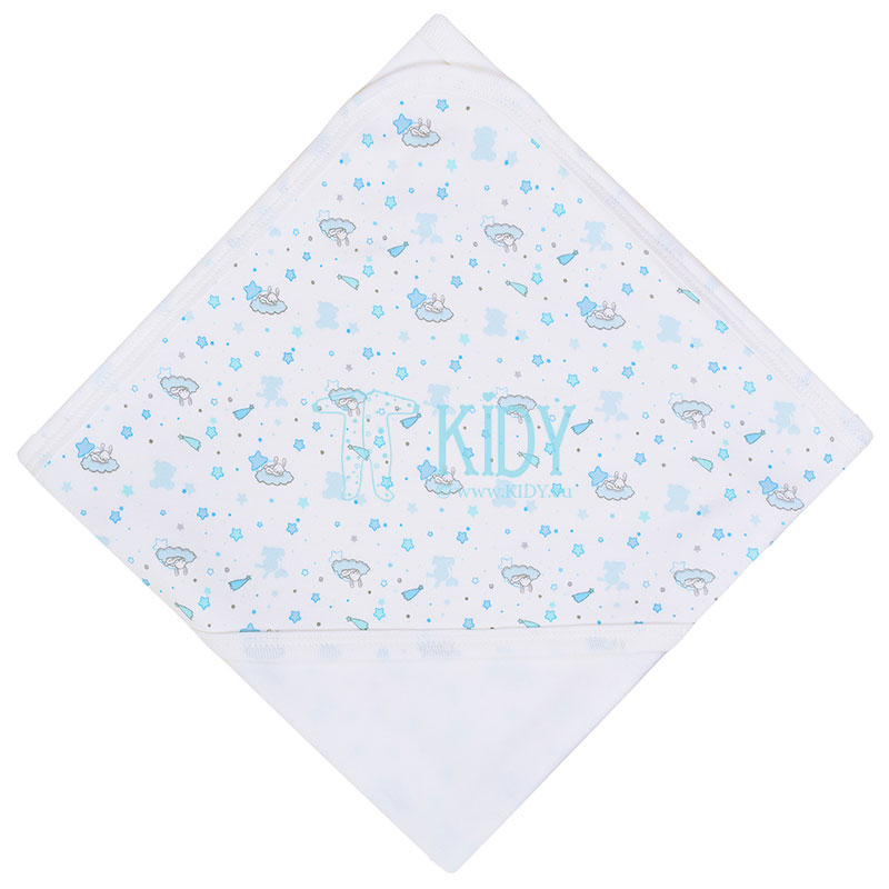 Couverture à capuche en coton bio - bleu (BIO Baby)