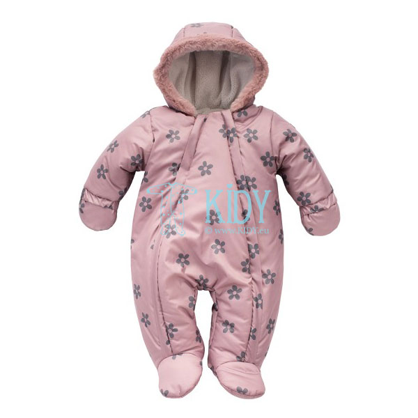 Pink W21 footed snowsuit