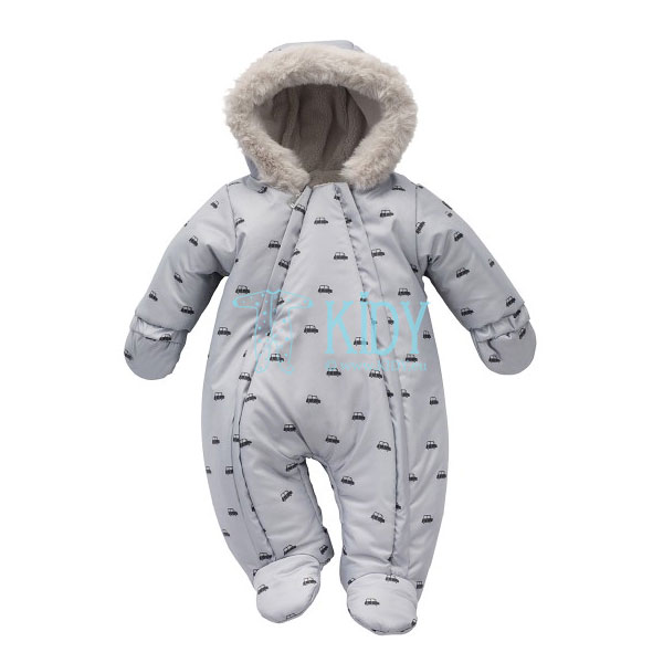 Grey W21 footed snowsuit