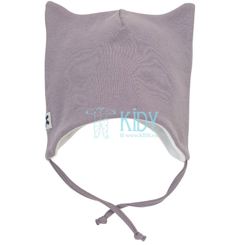 Grey HAPPINESS hat with ears and ties