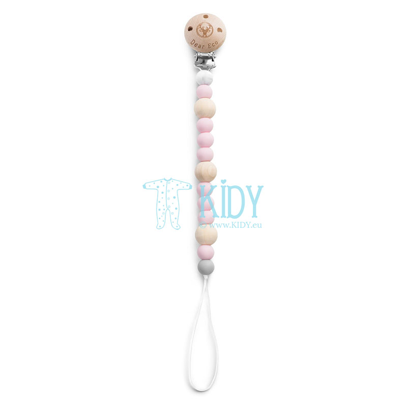 Pink pacifier clip