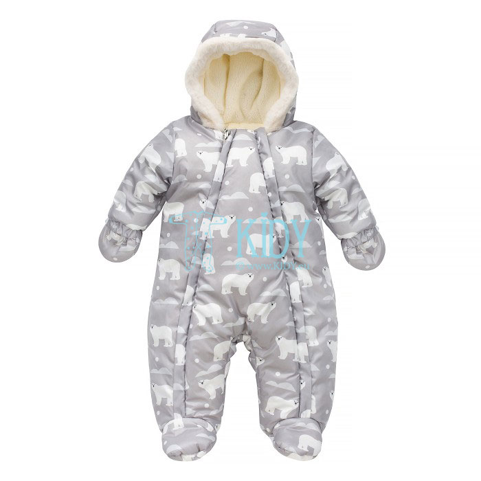 Gray W22 footed snowsuit