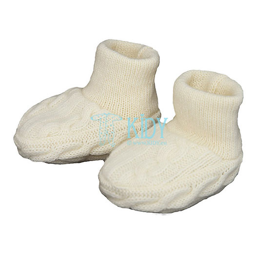 Ivory knitted merino wool booties