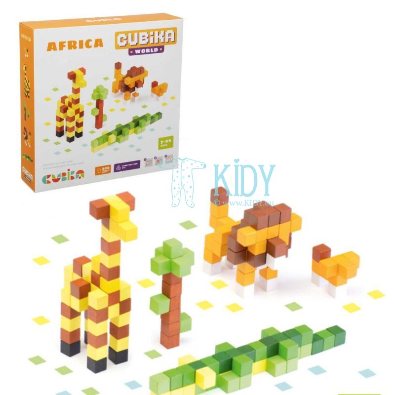 Medinė mozaikos 3D medinis konstruktorius Cubika World „Afrika“
