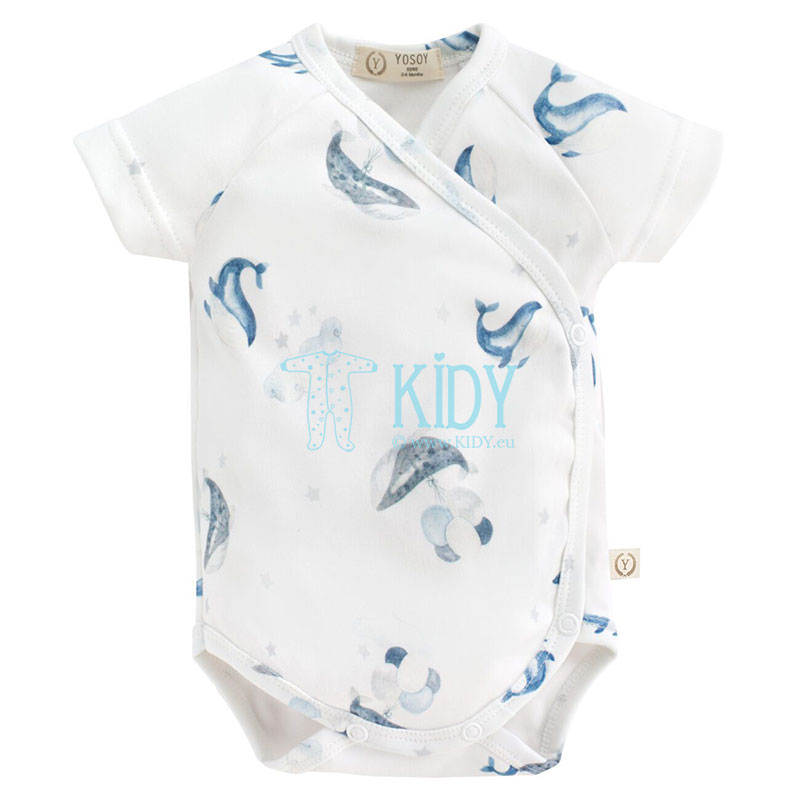 Shortsleeved wrap style DREAMING WHALES bodysuit