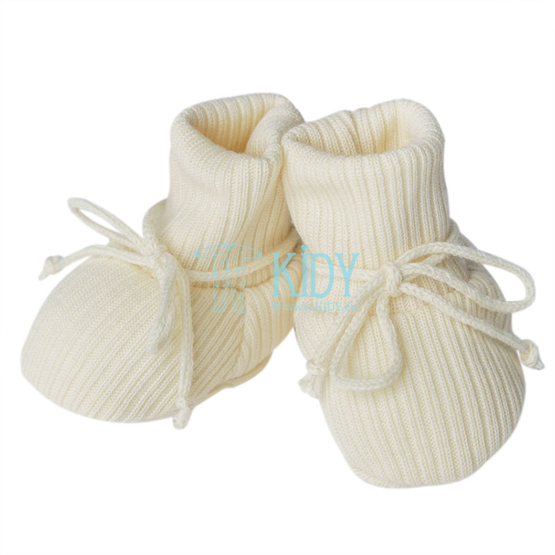 Ivory knitted merino wool booties