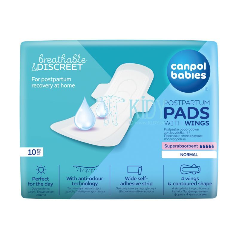 Postpartum moisture wicking day pads with wings