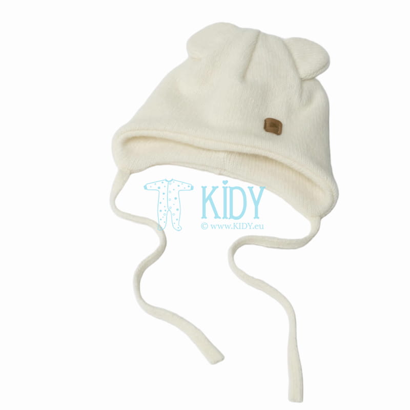 Merino wool LEAF Ivory cap with 3D ears