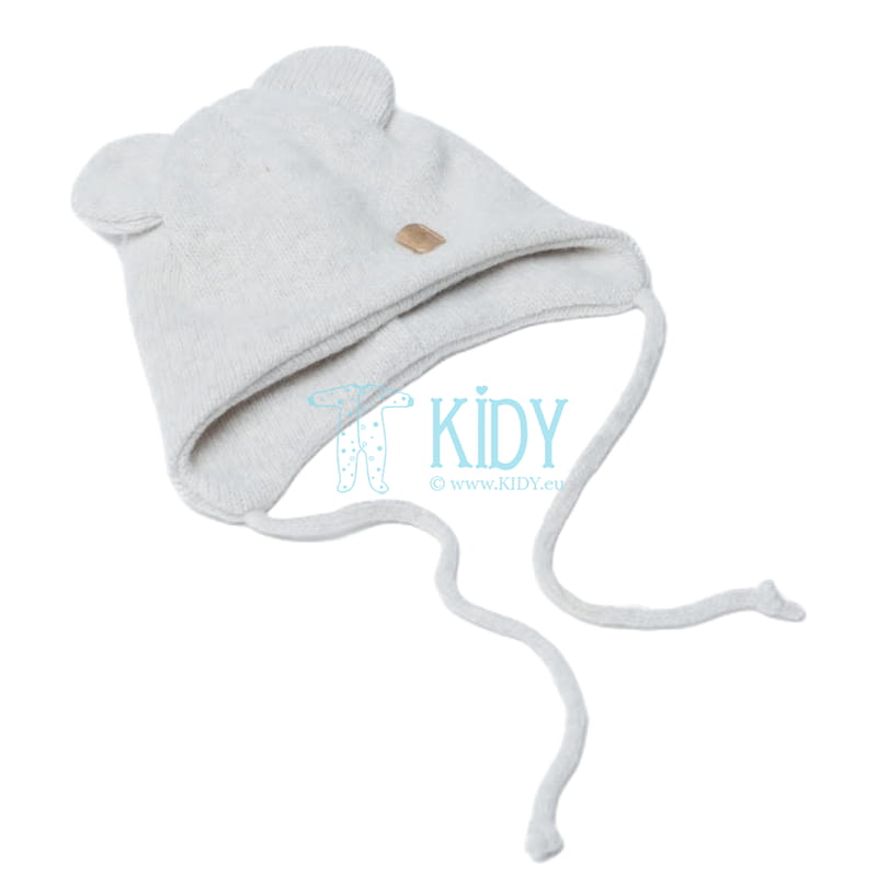 Bonnet en laine mérinos avec oreilles LEAF Grey