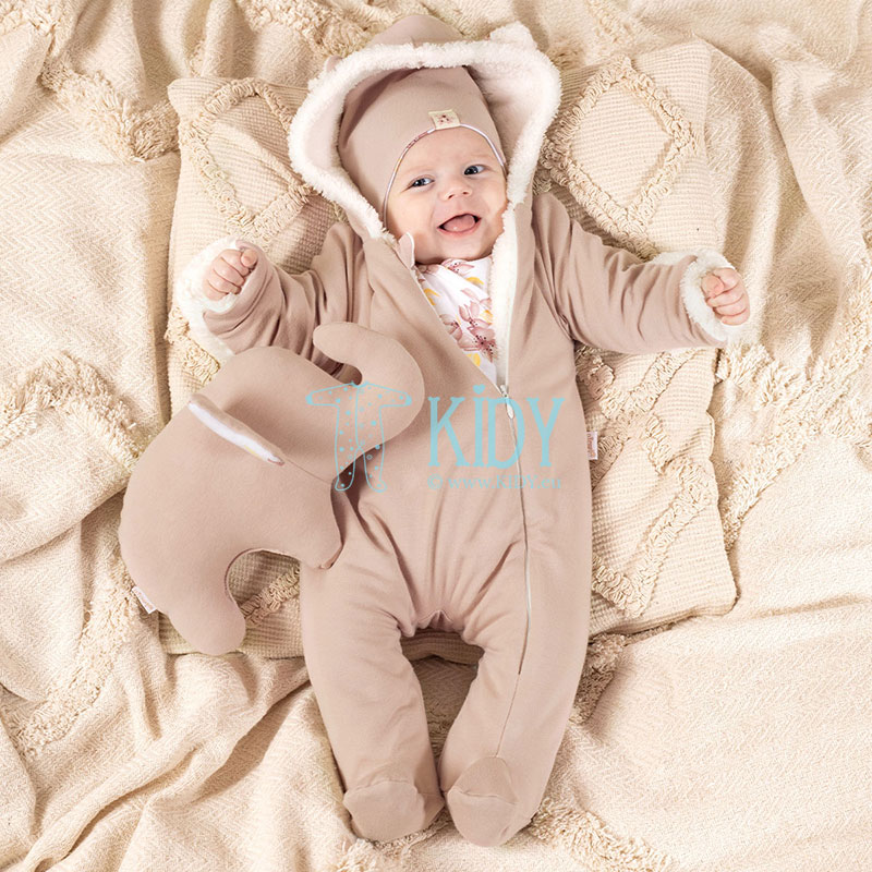 LOU Beige snowsuit with mitts