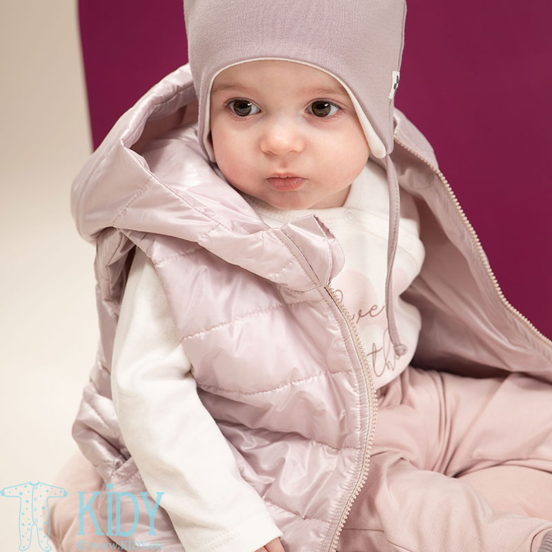 Pink HAPPINESS quilted hooded vest (Pinokio) 3