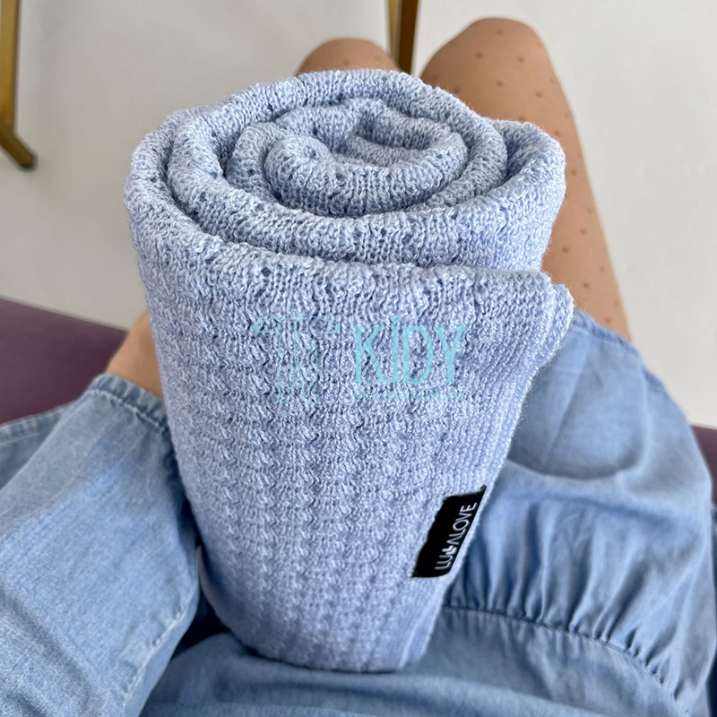 Couverture tricotée légère en laine mérinos ROYAL LABEL BUTTERFLY - bleu