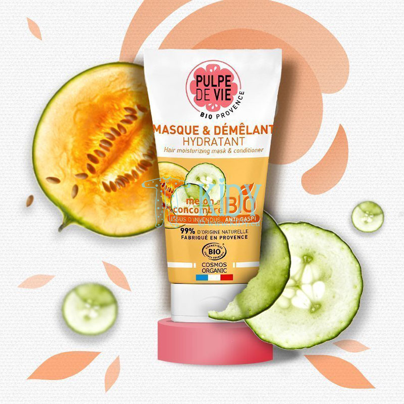 Organic conditioner and hair mask 2 in 1 for dry hair and split ends with melon water and cucumber