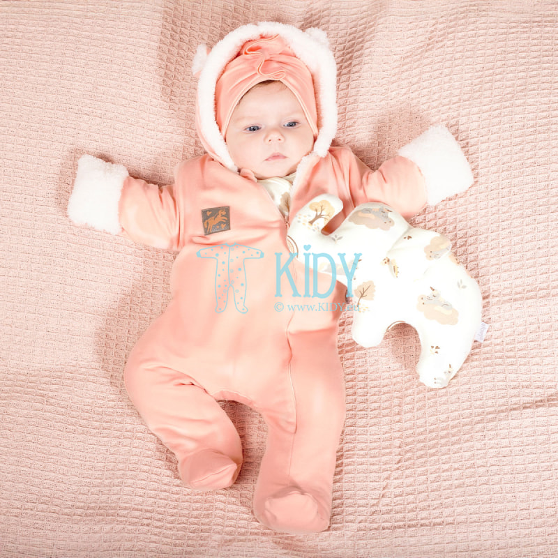 ROSY Salmon snowsuit with mitts