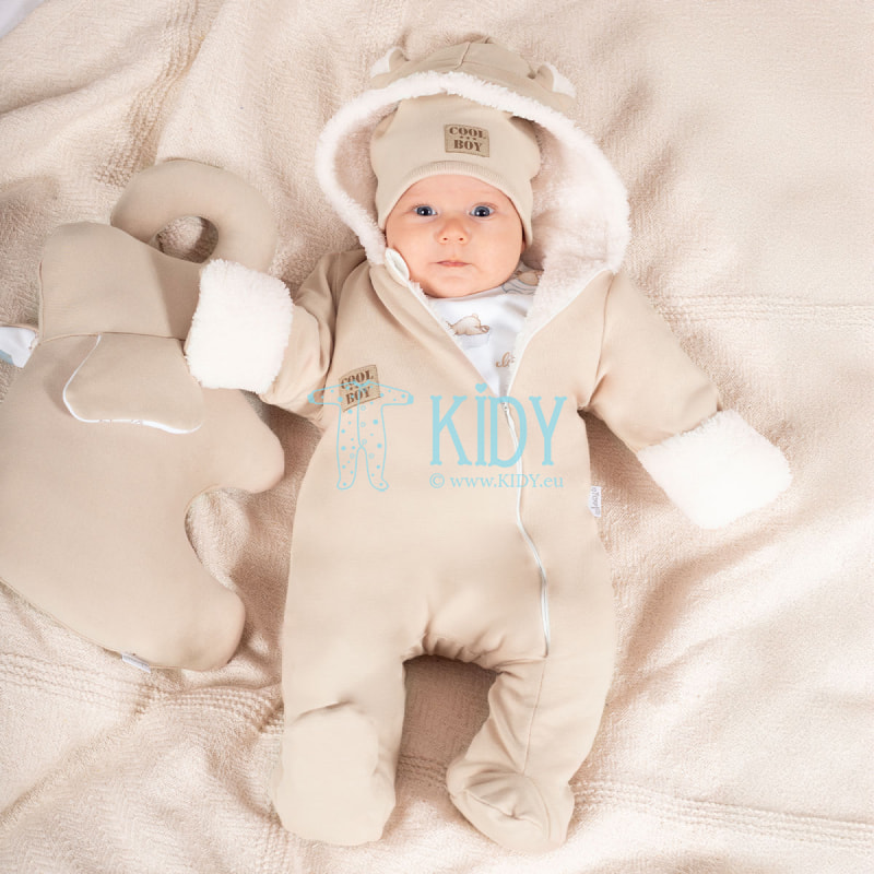 TEDDY Beige snowsuit with mitts