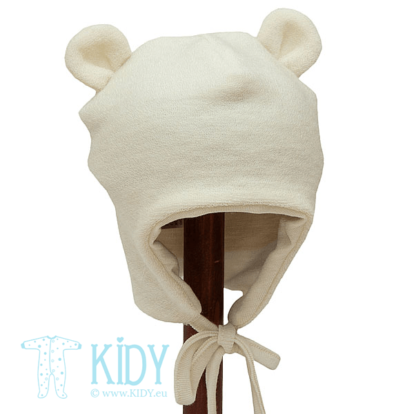 Creamy LOLLY LAMB cap with 3D ears from merino wool