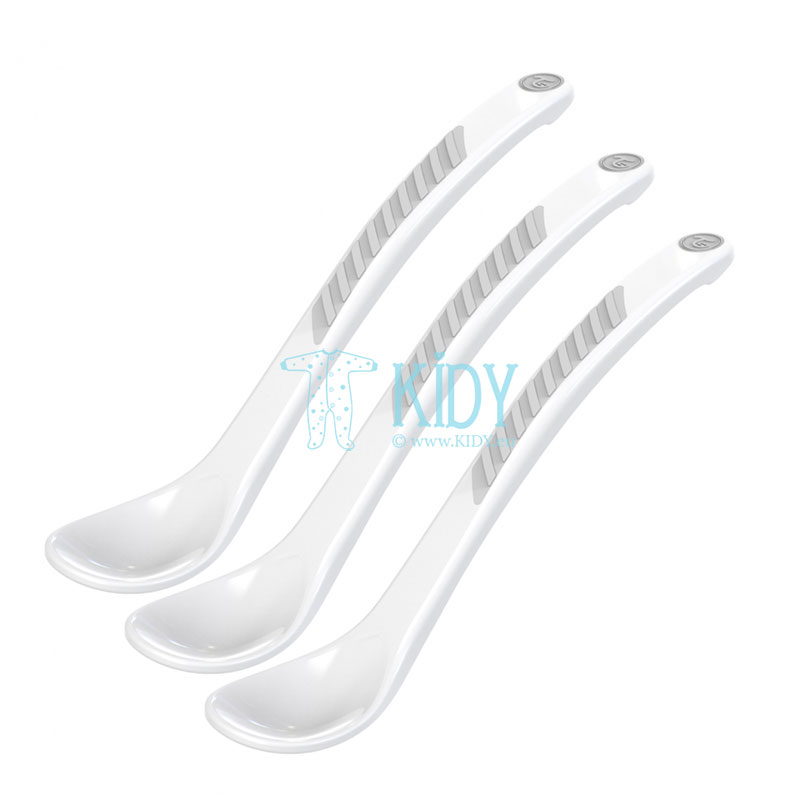 3pcs white ANGLED feeding spoons (Twistshake)