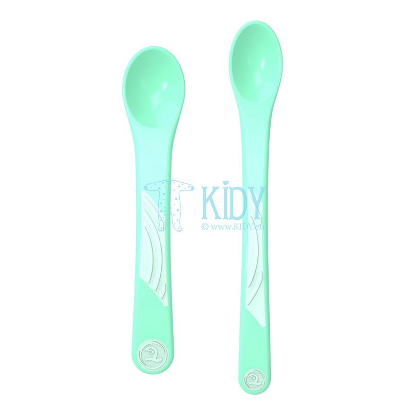 2pcs green STRAIGHT feeding spoons (Twistshake)