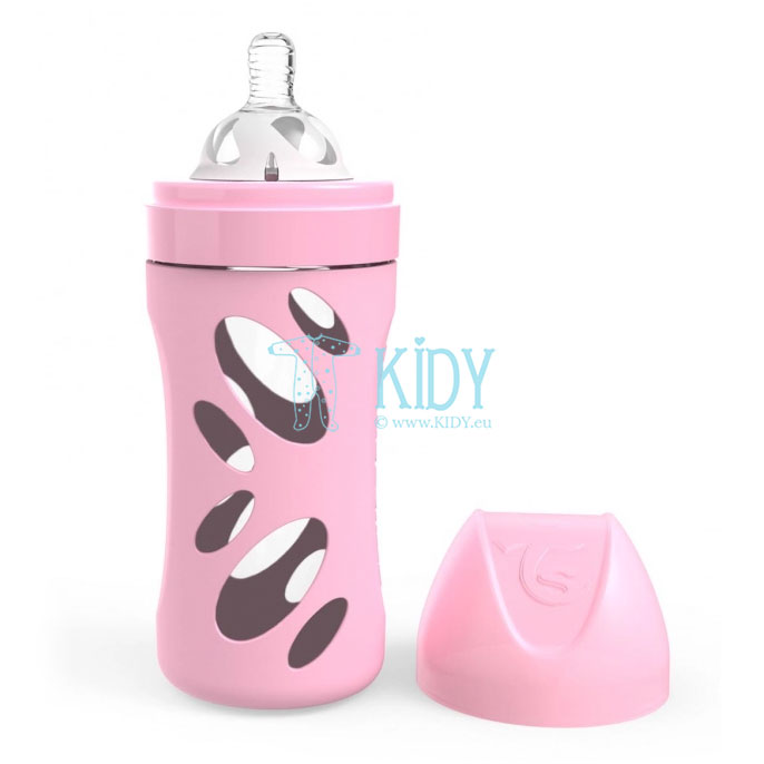 Pink ANTI-COLIC glass bottle (Twistshake)