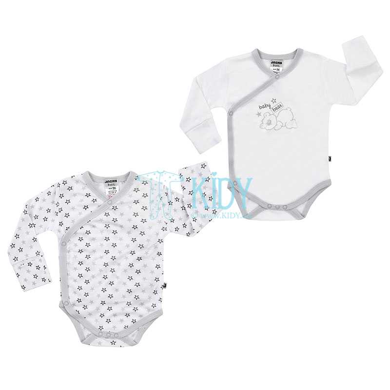 2pcs BABY BEAR wrap over bodysuit with mitts pack